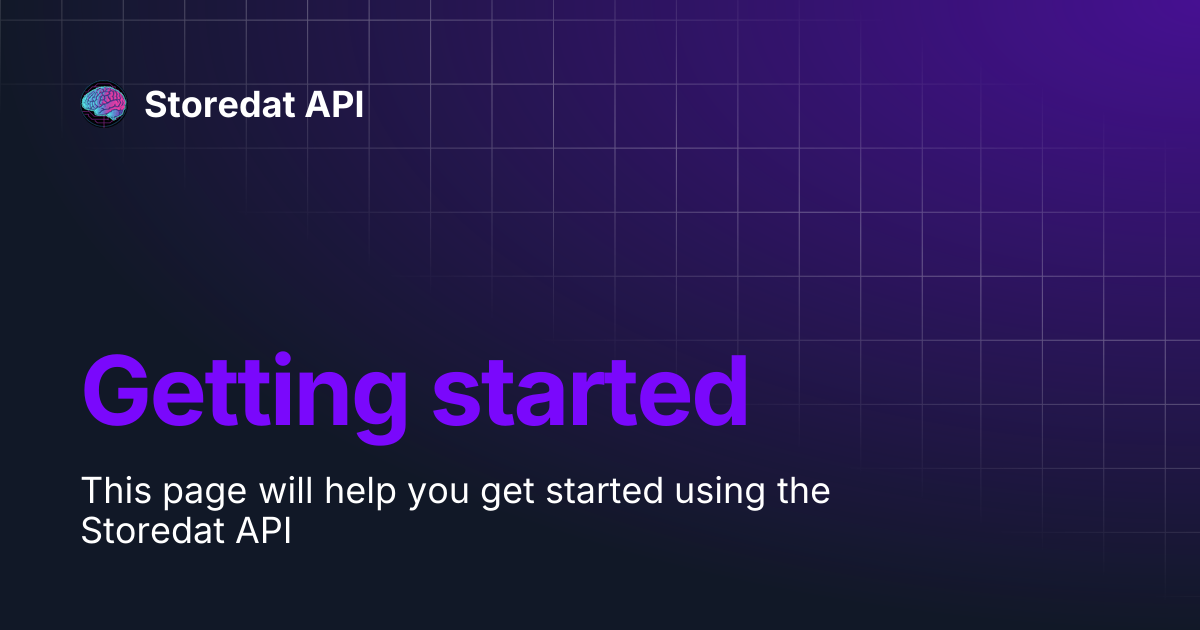 Getting started | Storedat API
